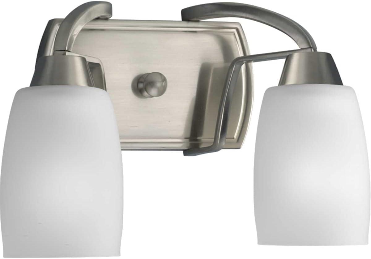 Progress Lighting Wisten Collection 2-Light Bath Bracket, Brushed Nickel, Etched Glass Shade