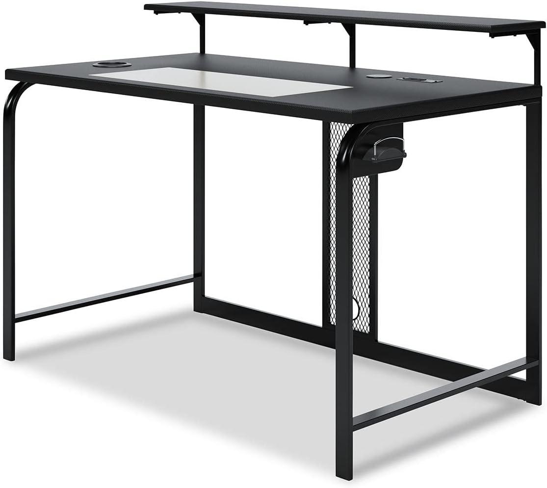 Lynxtyn 49.5" Black Contemporary Desk with USB and Cup Holder