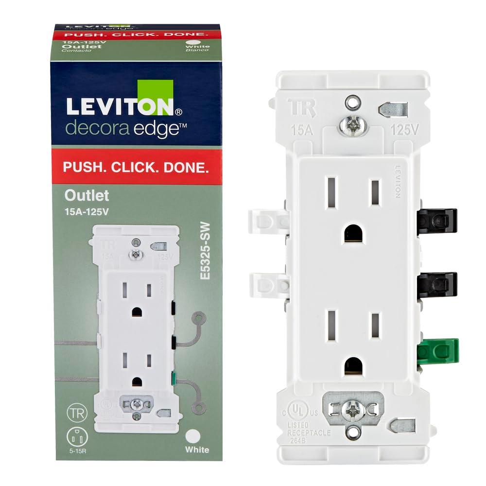 Leviton  Decora Edge 15A, 125 V Tamper Resistant Outlet 5-15 R, White