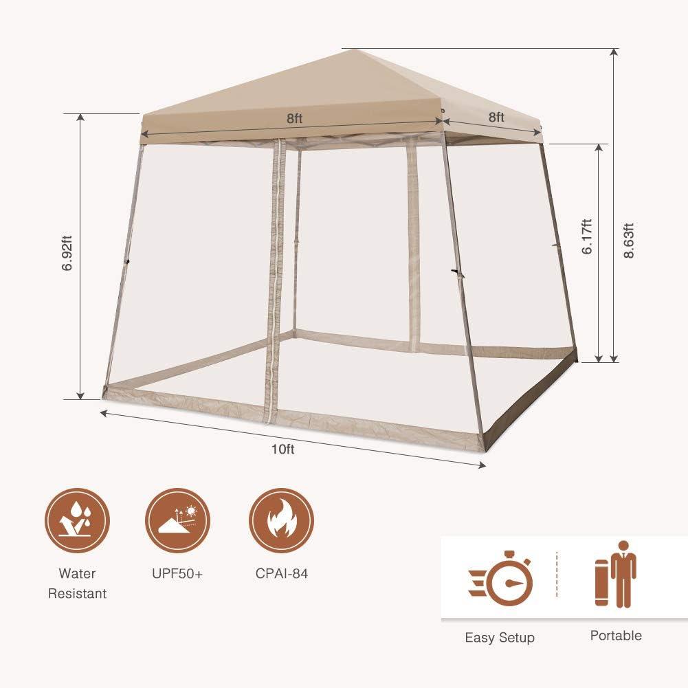 COOS BAY 10 Ft. W X 10 Ft. D Steel Pop Up Slant Leg Patio Gazebo With Netting