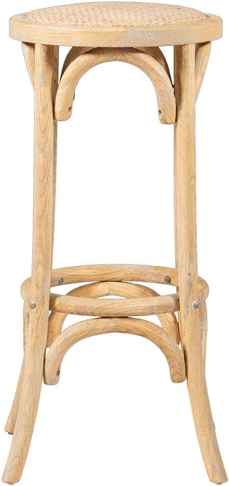 Dovecove Fredericksburg Round Rattan Seat Counter Stool with Solid Wood Frame