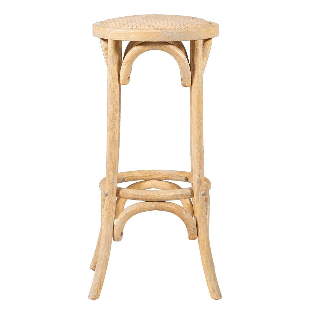 Dovecove Fredericksburg Round Rattan Seat Counter Stool with Solid Wood Frame