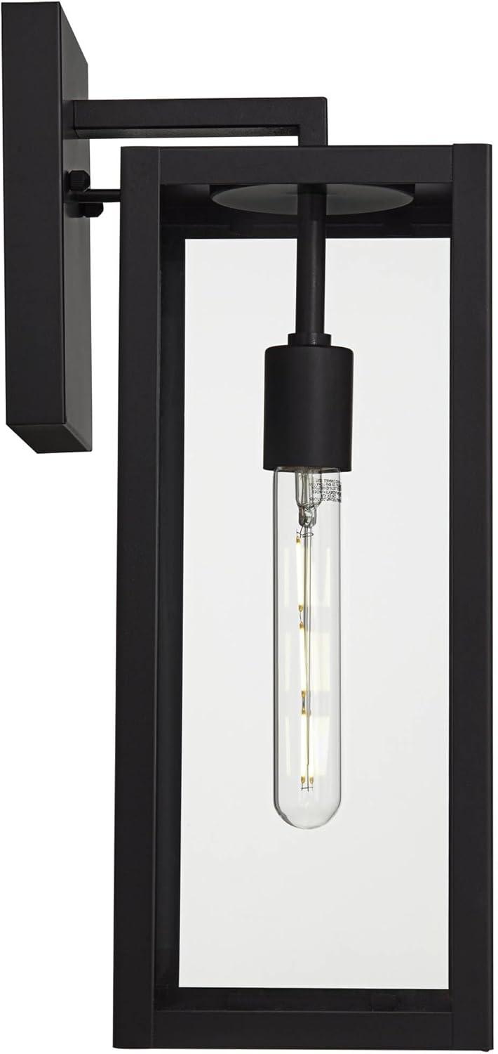 John Timberland Titan Modern Outdoor Wall Light Fixtures Set of 2 Mystic Black Rectangular Frame 17" Clear Glass for Post Exterior Barn