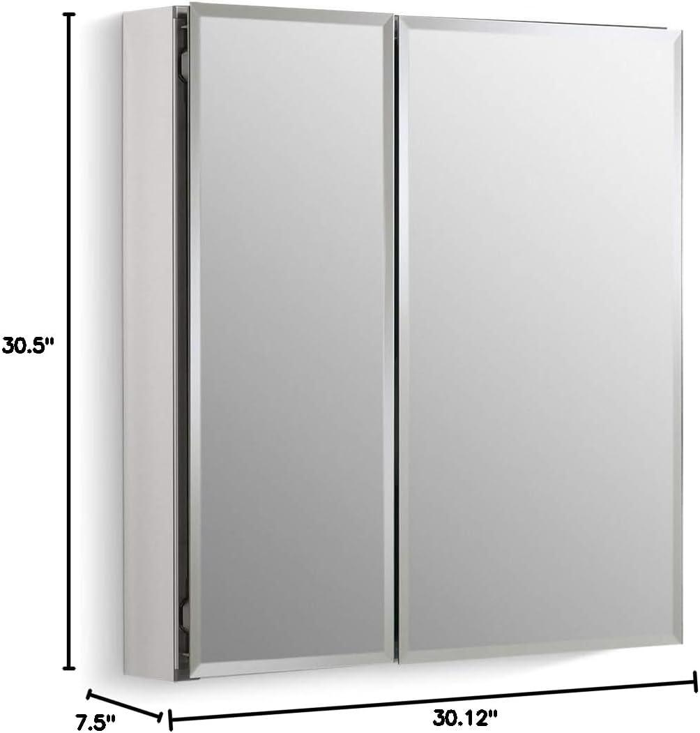 CLC Aluminum Two-Door Medicine Cabinet With Mirrored Doors, Beveled Edges