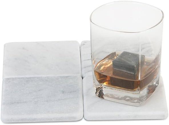 Elegant White Marble Coasters Set of 4 – Absorbent Square Coasters for Drinks – Perfect Home Decor and Table Decor – Coaster with Cork Bottom for Desk or Table - Size 4" x 4"