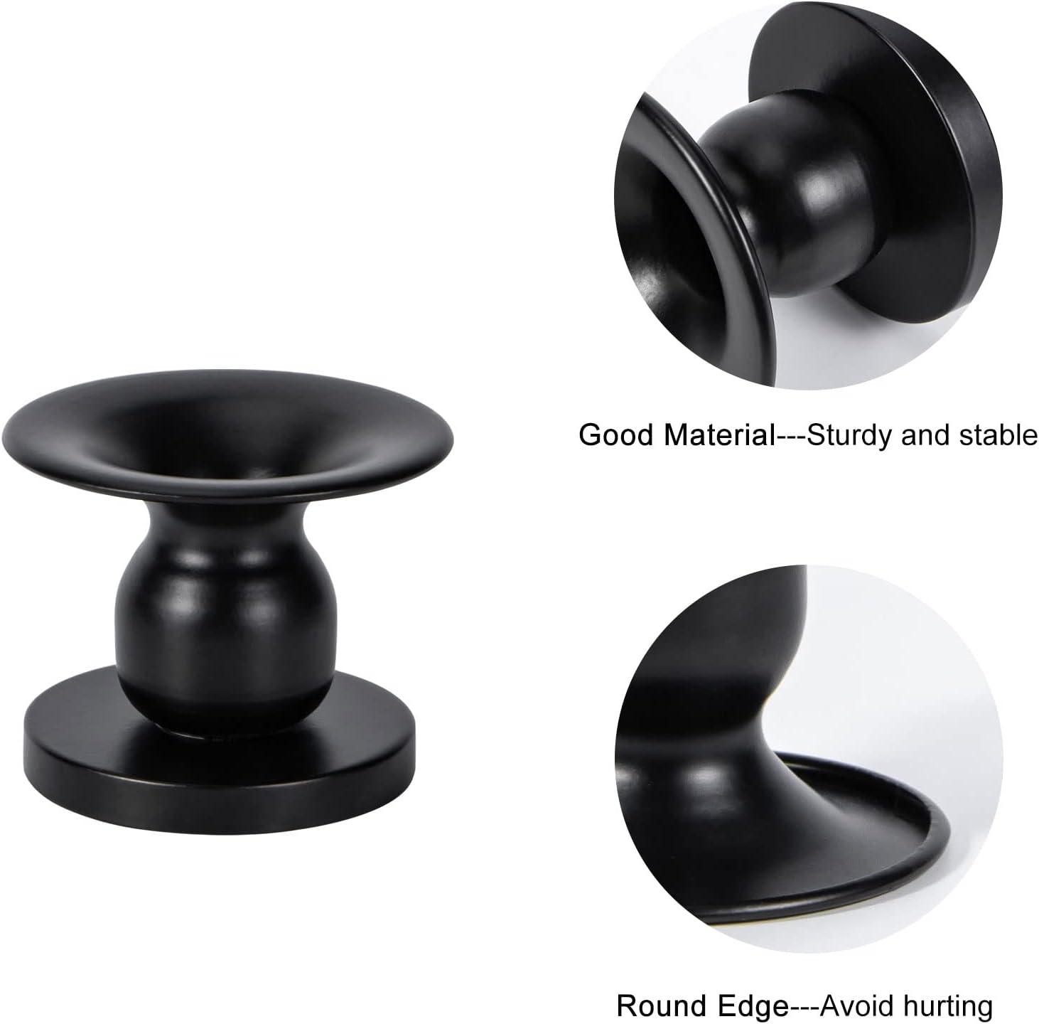 Home Decor Taper Candle Holder Set Of 2, Metal Candle Holders for Pillar Candles, Black Can