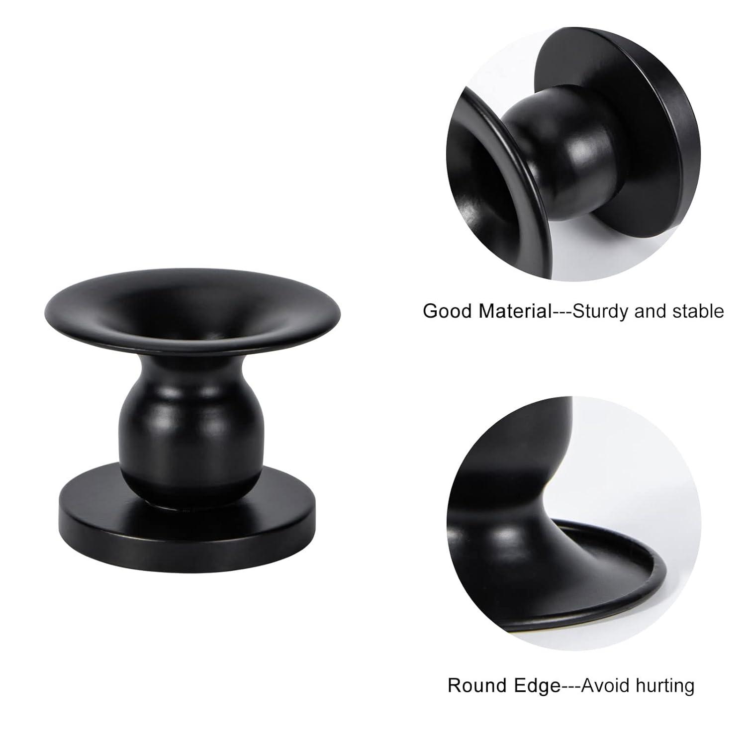 Home Decor Taper Candle Holder Set Of 2, Metal Candle Holders for Pillar Candles, Black Can