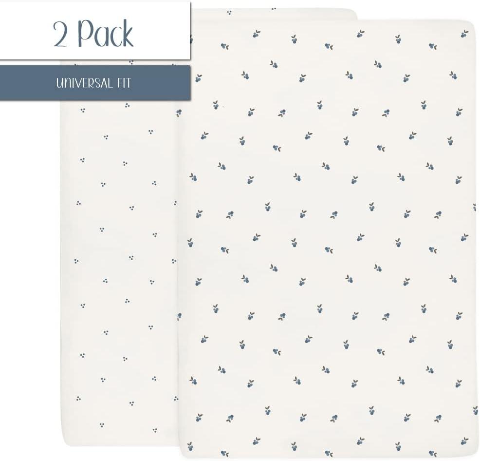 Ely's & Co. Waterproof Crib Sheets -Berry and Cluster Dot Blue 2 Pack