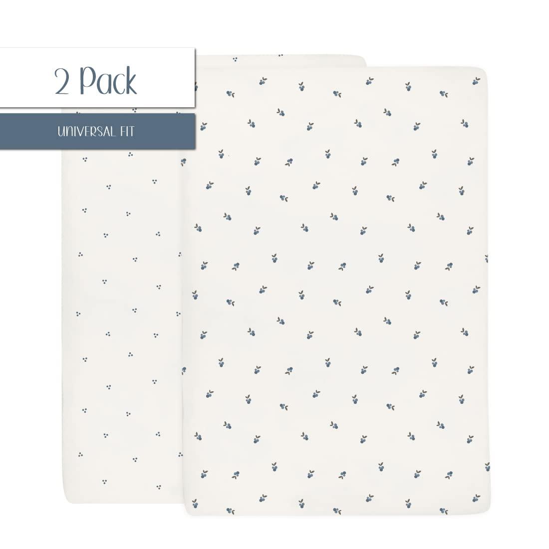 Ely's & Co. Waterproof Crib Sheets -Berry and Cluster Dot Blue 2 Pack