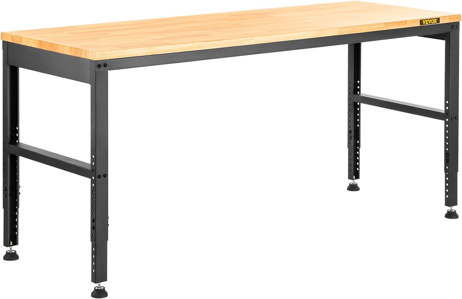 61'' W Wood Top Height-Adjustable Workbench