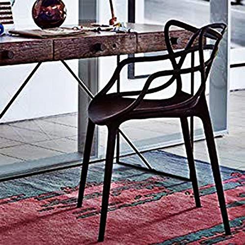 2xhome Modern Contemporary Designer Dining Chair Molded Plastic Indoor Outdoor Patio Elbow Chair, Black