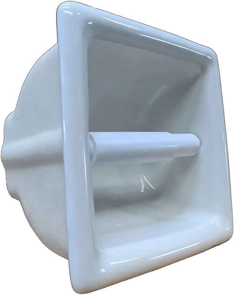 Porcelain Recess Niche Tissue Toilet Paper Holder - White Glossy - Approx 6"x6" - Bathroom Shower Premade