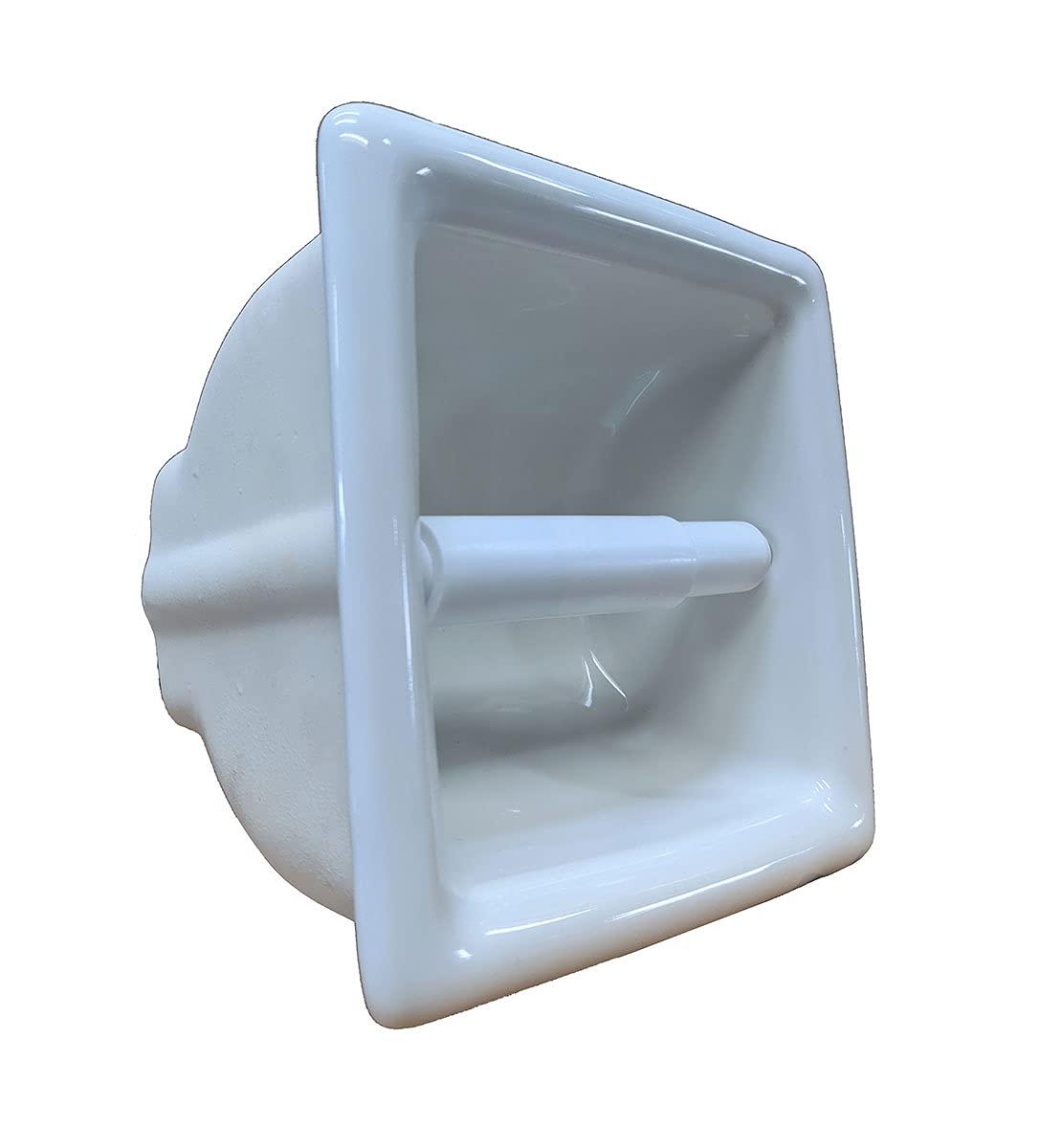 Porcelain Recess Niche Tissue Toilet Paper Holder - White Glossy - Approx 6"x6" - Bathroom Shower Premade