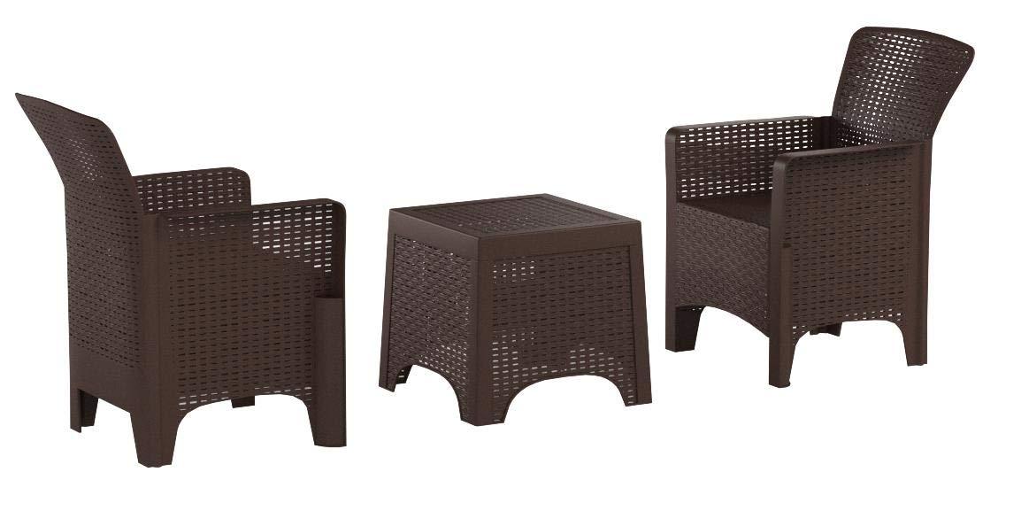 Chocolate Brown Resin Faux Rattan 2-Person Patio Set
