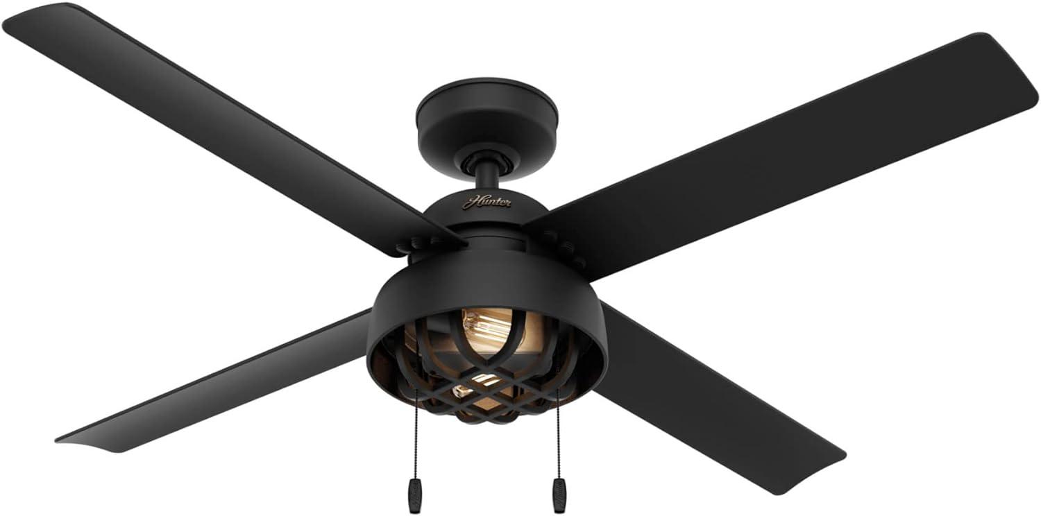 52" Spring Mill 4 - Blade Damp Rated Ceiling Fan With LED Light Kit And Pull Chain