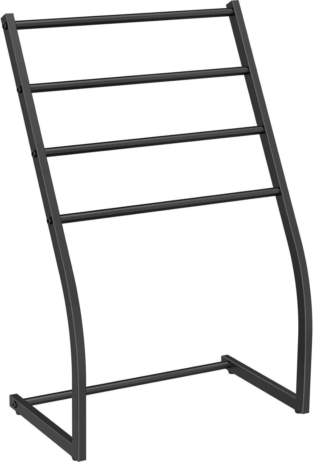 Honiter Free Standing Towel Rack, Towel Racks for Bathroom, 4 Tier Metal Towel Bar Stand, Blanket Ladder Holder, Drying & Display Rack for Oversized Bath Towels