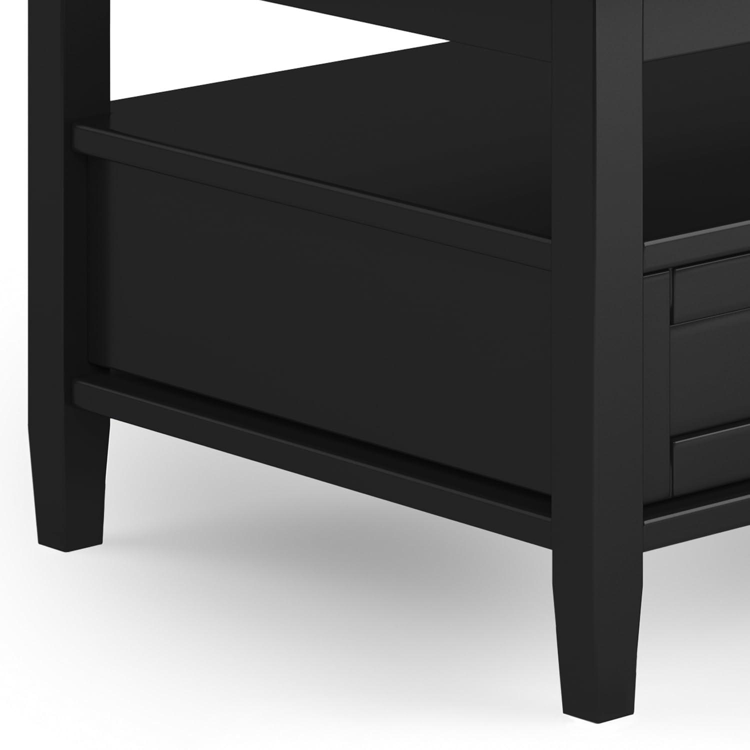 Simpli Home Warm Shaker 48"W Solid Wood Coffee Table with Two Storage Drawers and Open Shelf