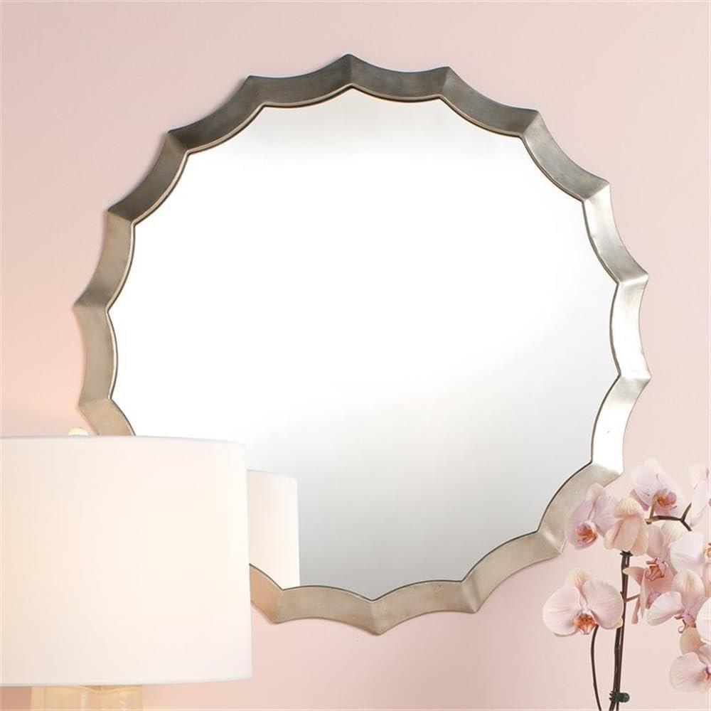 Alden Décor Avery Metal Scalloped Mirror - Antique Silver