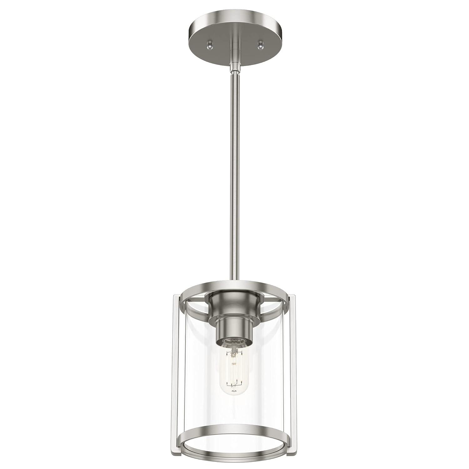 Astwood Clear Glass Mini Pendant Ceiling Light Fixture Silver - Hunter Fan: UL Listed, Adjustable Height