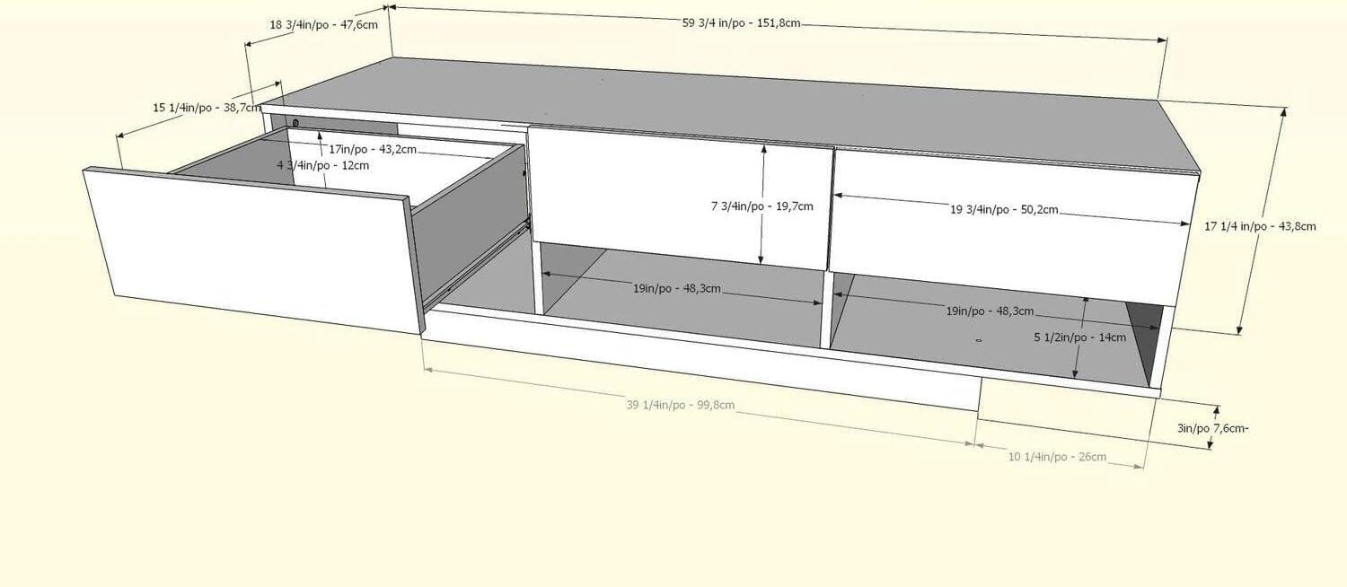 Rustik Walnut 60-Inch TV Stand with Cabinet and Drawers