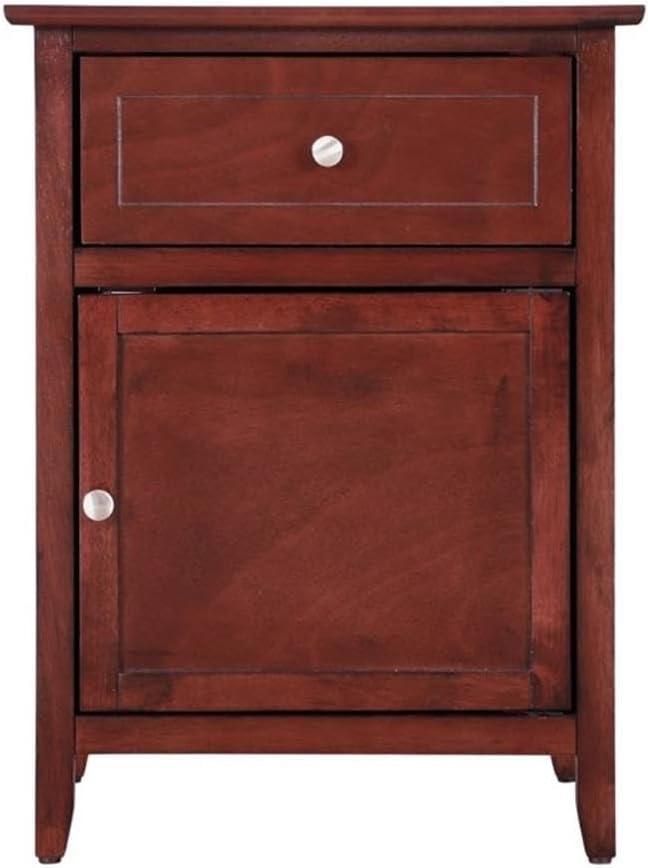 Glory Furniture Izzy 1 Drawer/1 Door Wood Nightstand End Table, Cherry