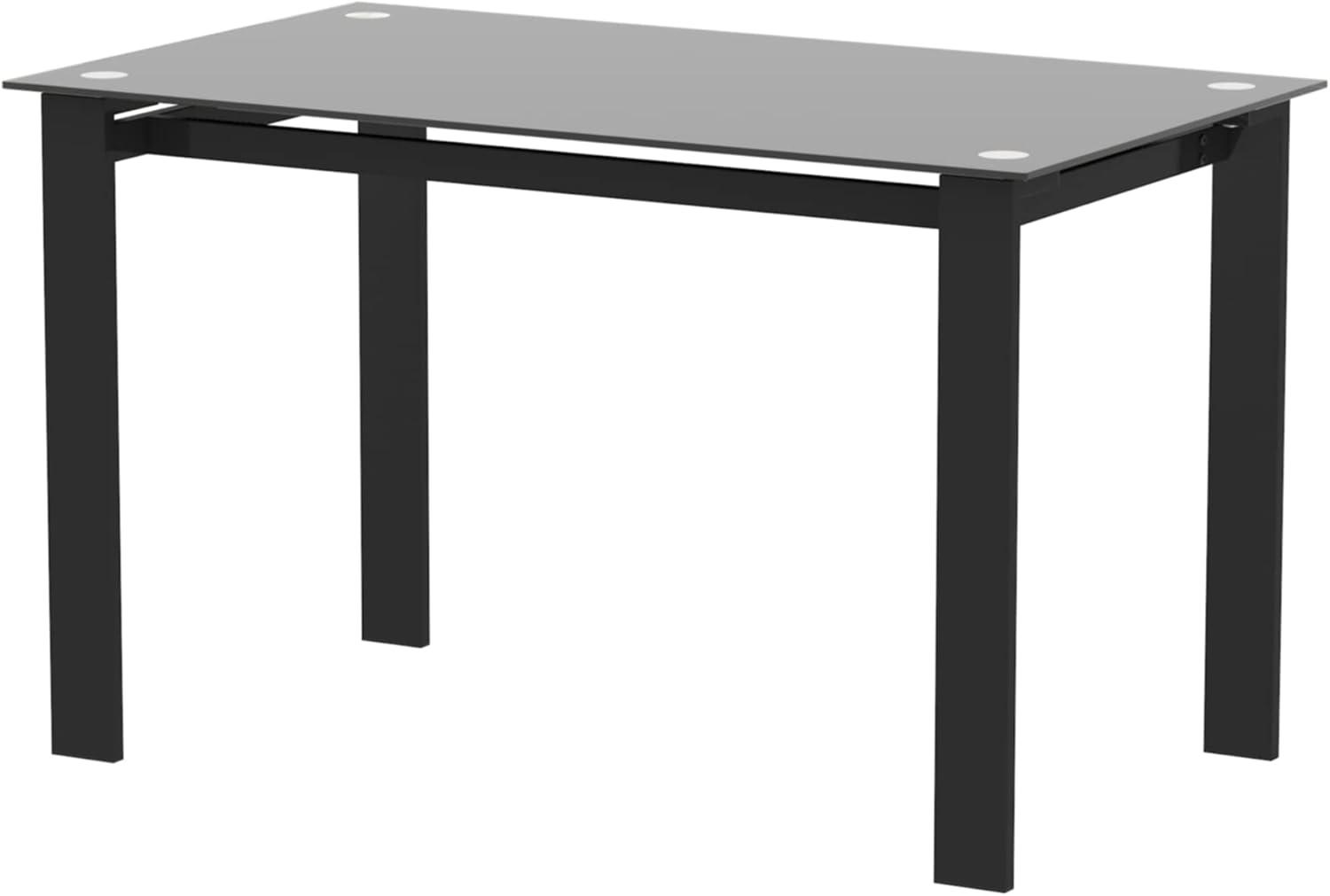 Modern Tempered Glass Black Dining Table - Rectangular Metal Legs for Living Room and Kitchen