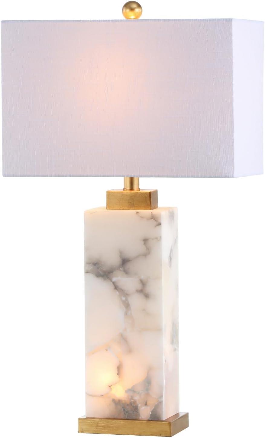 Elizabeth 27.5" White Alabaster and Gold Leaf Table Lamp