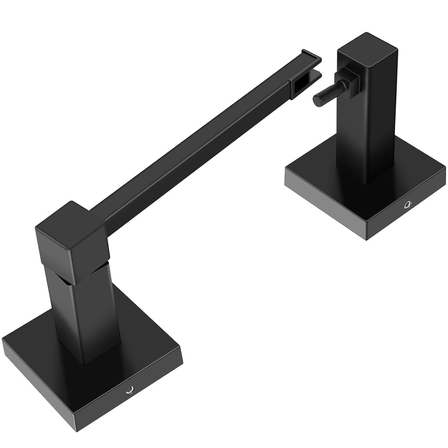 Double Post Pivoting Modern Square Toilet Paper Holder by RUACQ, Matte Black, Wall Mounted