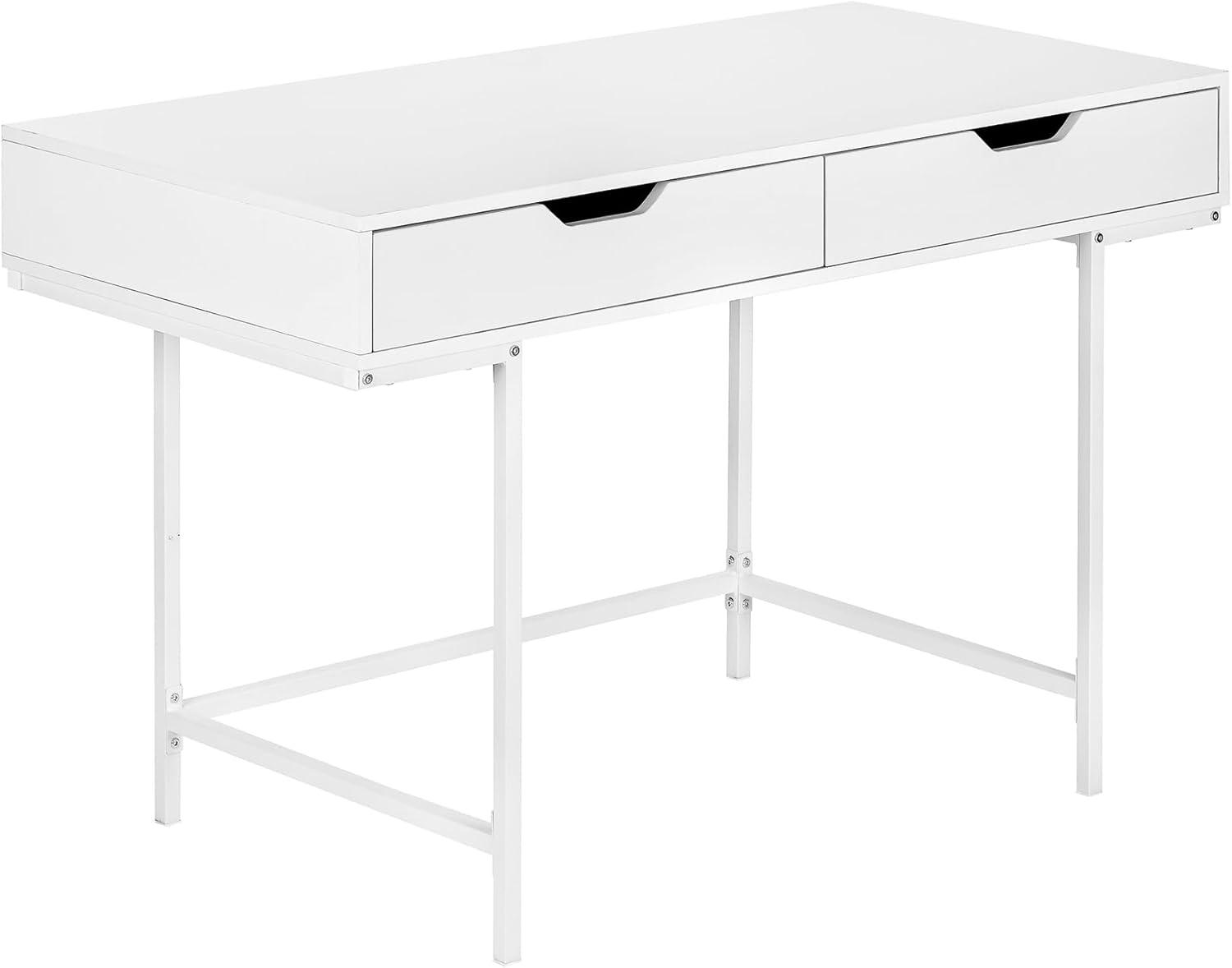 Monarch Specialties Computer Desk Home Office Laptop Storage Drawers 48InchL Work Metal Laminate White Contemporary Modern