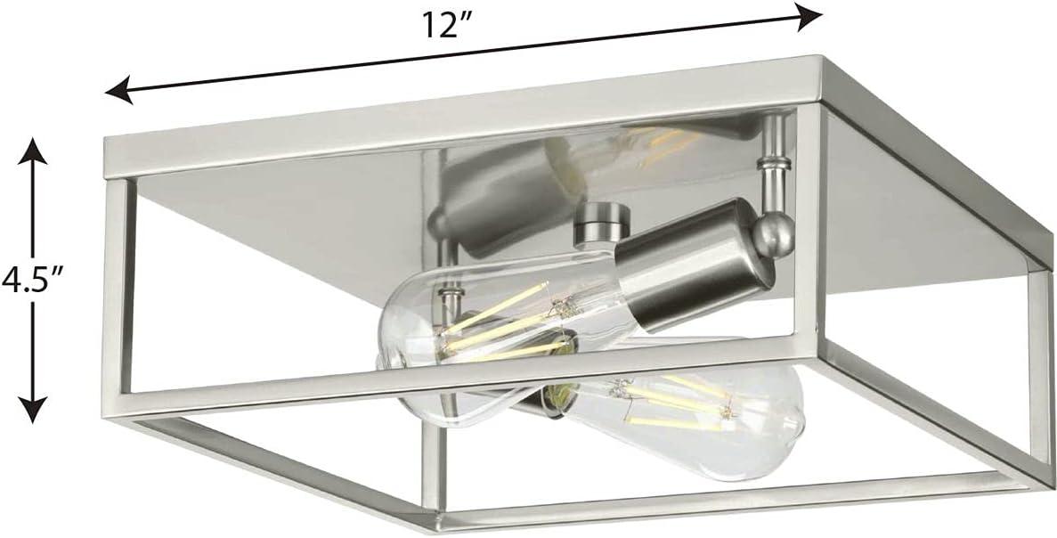 Progress Lighting, Perimeter Collection, 2-Light Flush Mount Ceiling Light, Brushed Nickel, Open-Frame Design