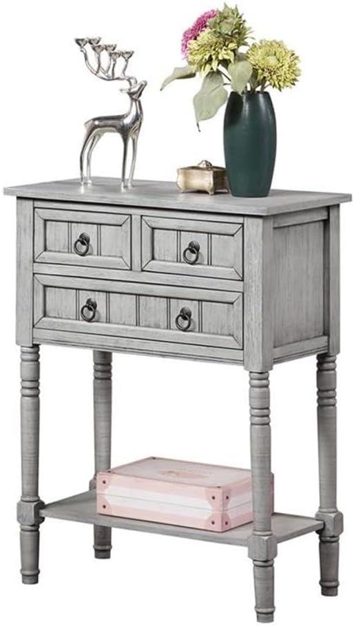 Covenience Concepts Kendra 3 Drawer Hall Table with Shelf, Wirebrush Light Gray