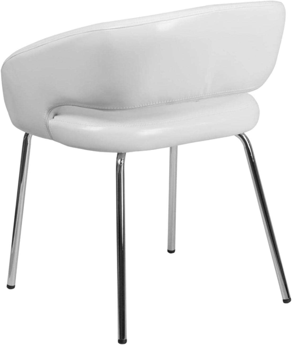 Fusion White LeatherSoft Chrome-Legged Side Reception Chair