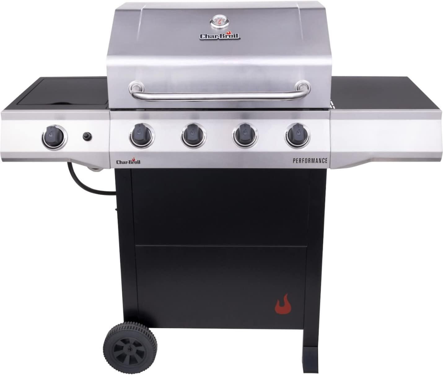 Charbroil Performance Series 4-Burner Propane Gas Grill Cart with Side Burner