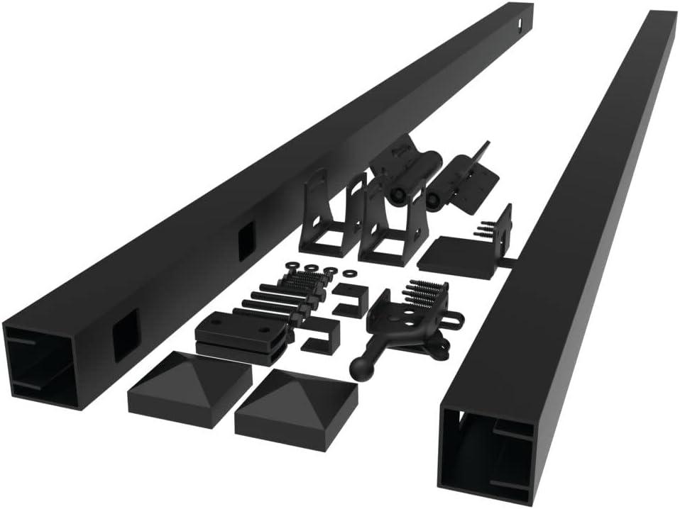 5 ft. H Black Aluminum 3 Rail Adjustable Fence Gate Kit