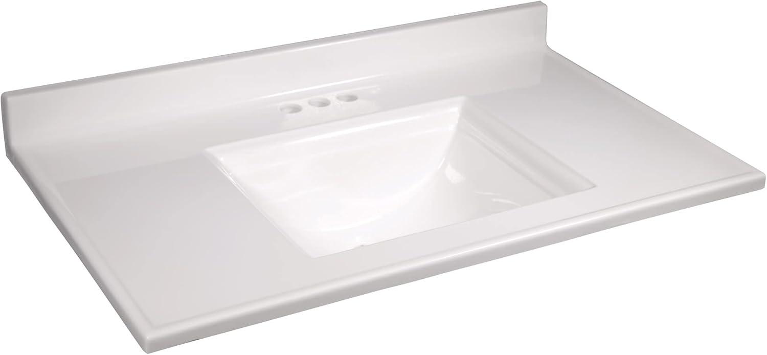 Camilla 37-Inch Solid White Cultured Marble Vanity Top