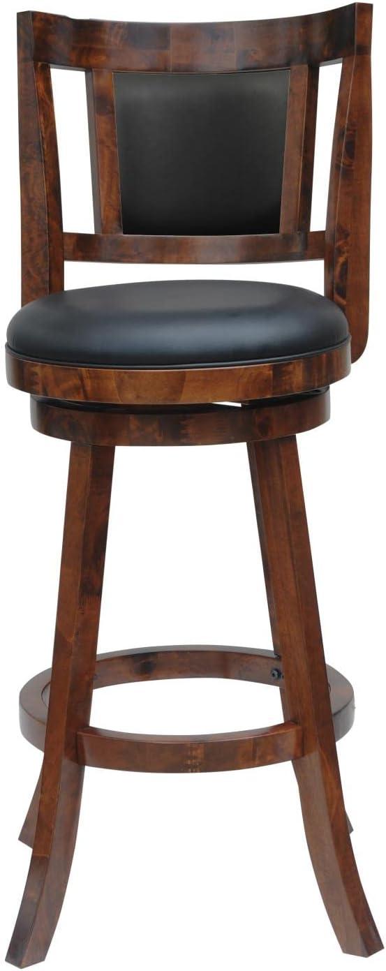 Walnut Swivel High Back Leather Counter Stool