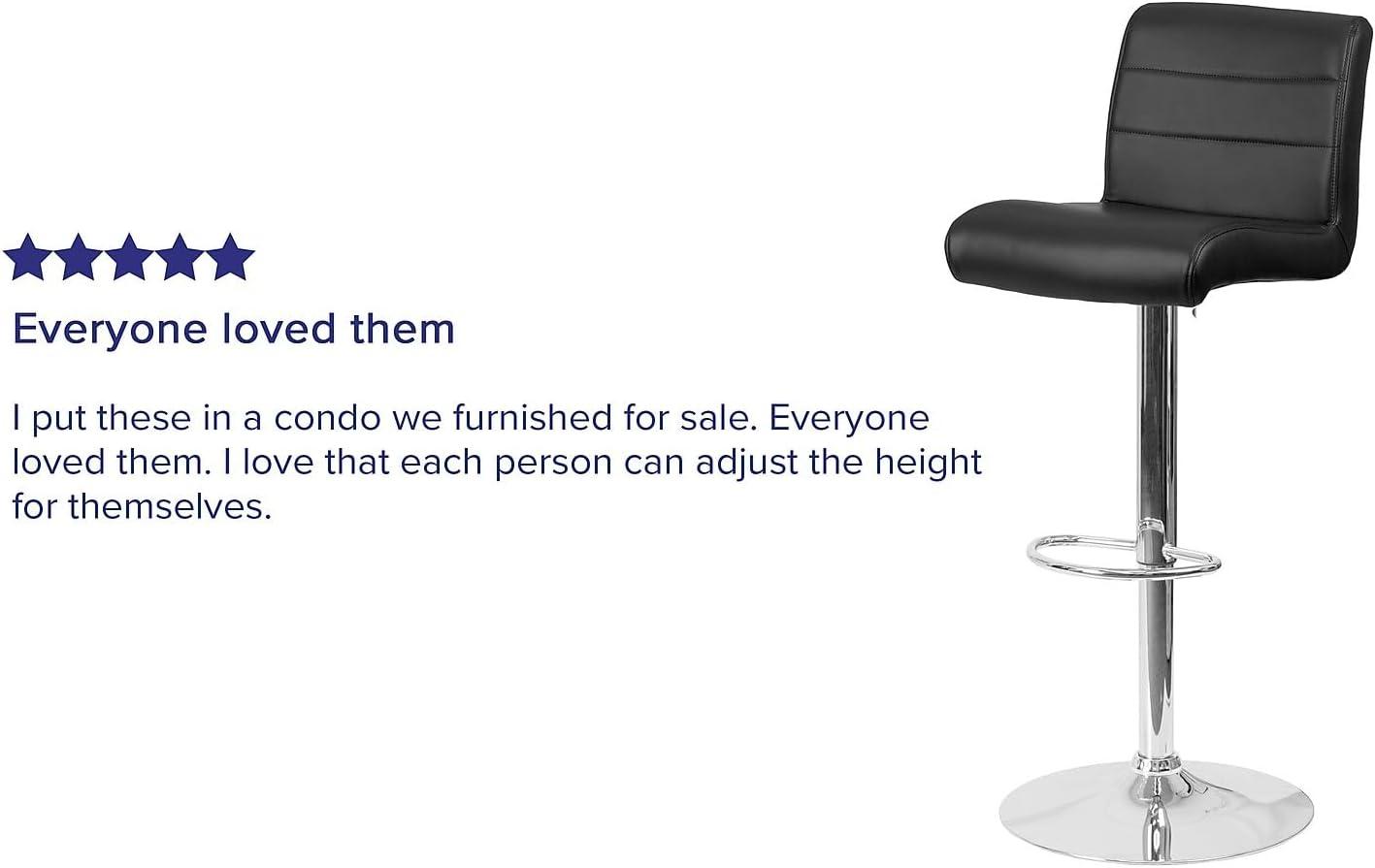 Flash Furniture Contemporary Vinyl Adjustable Height Barstool with Rolled Seat and Chrome Base