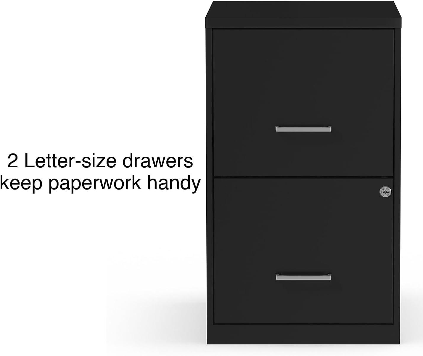 Staples 2-Drawer Vertical File Cabinet Locking Letter Black 18"D (52149) 2806262