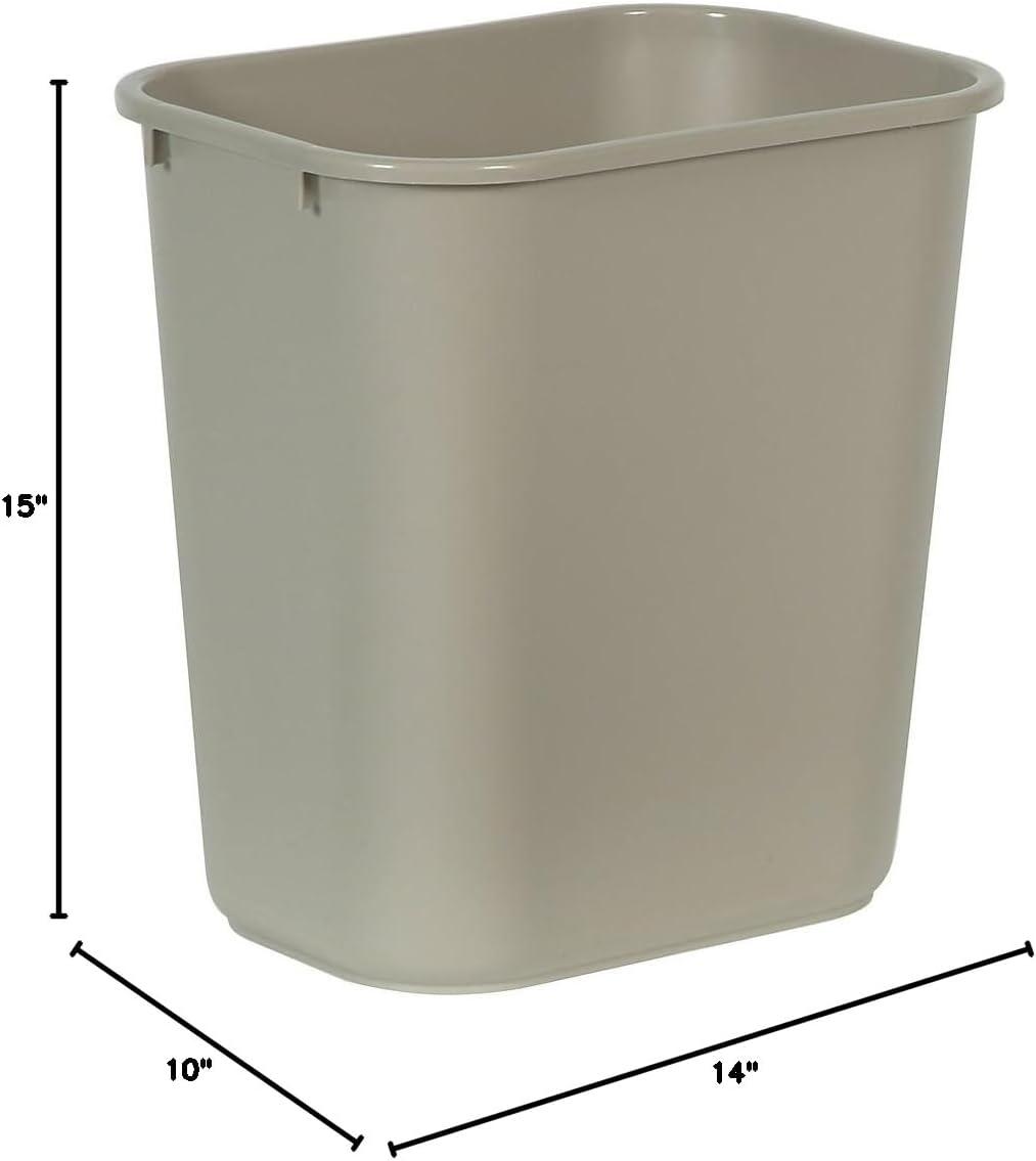 Beige Plastic Office Wastebasket with Rolled Rims