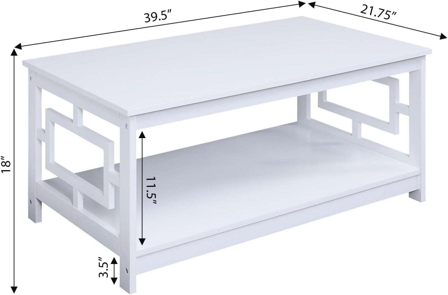 Convenience Concepts Town Square Coffee Table with Shelf, White