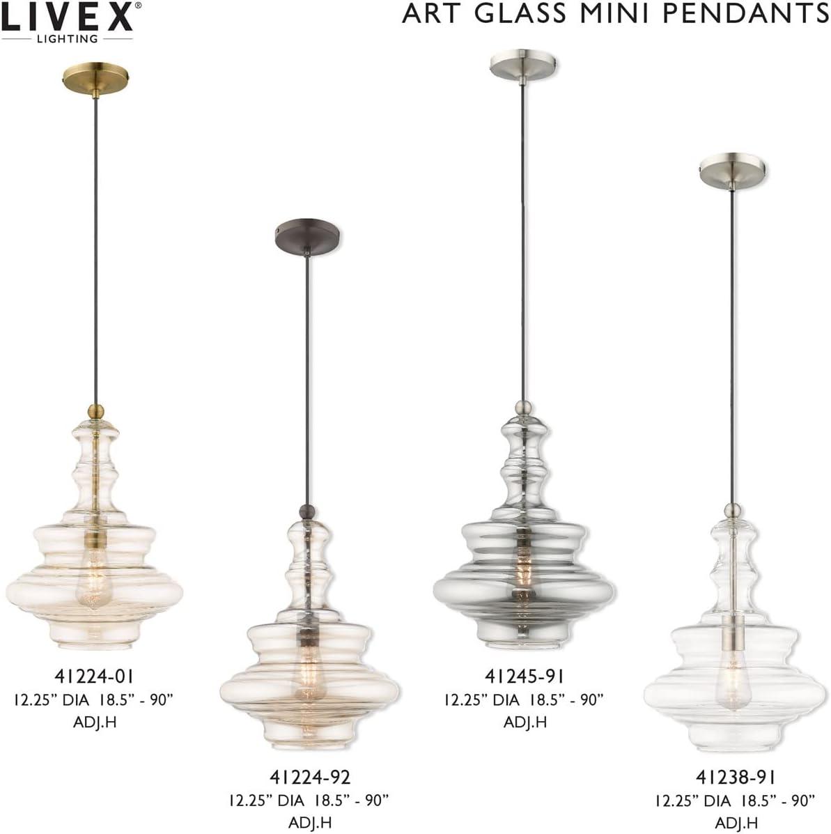 Livex Lighting Art Glass 1 - Light Pendant in  English Bronze