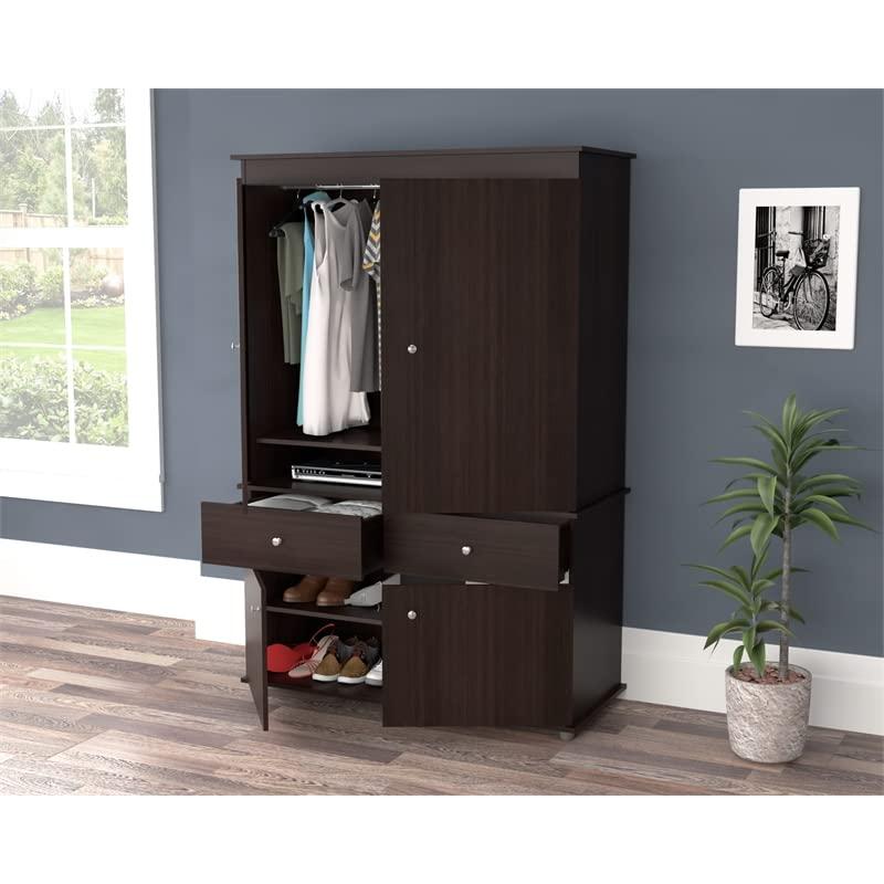 Espresso Modern Engineered Wood 2-Drawer 4-Shelf TV Armoire