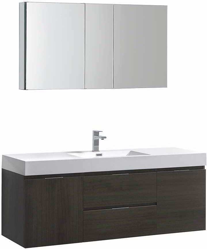 Fresca Valencia 60" Wall Mount Double Sink Bathroom Vanity with Top and Sinks (Faucets Not Included)