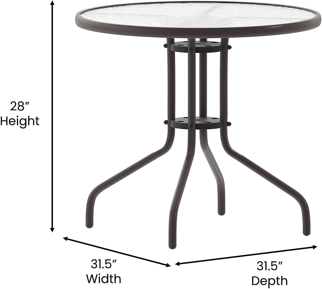 Flash Furniture Bellamy 31.5'' Round Tempered Glass Metal Table