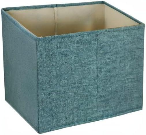 Household Essentials Storage Cubes 2 pack, Blended Poly-Cotton Canvas, Foldable Fiberboard Frame with Cut-out Handles, Open Top, Perfect for Storage and Detailed Organization, Teal