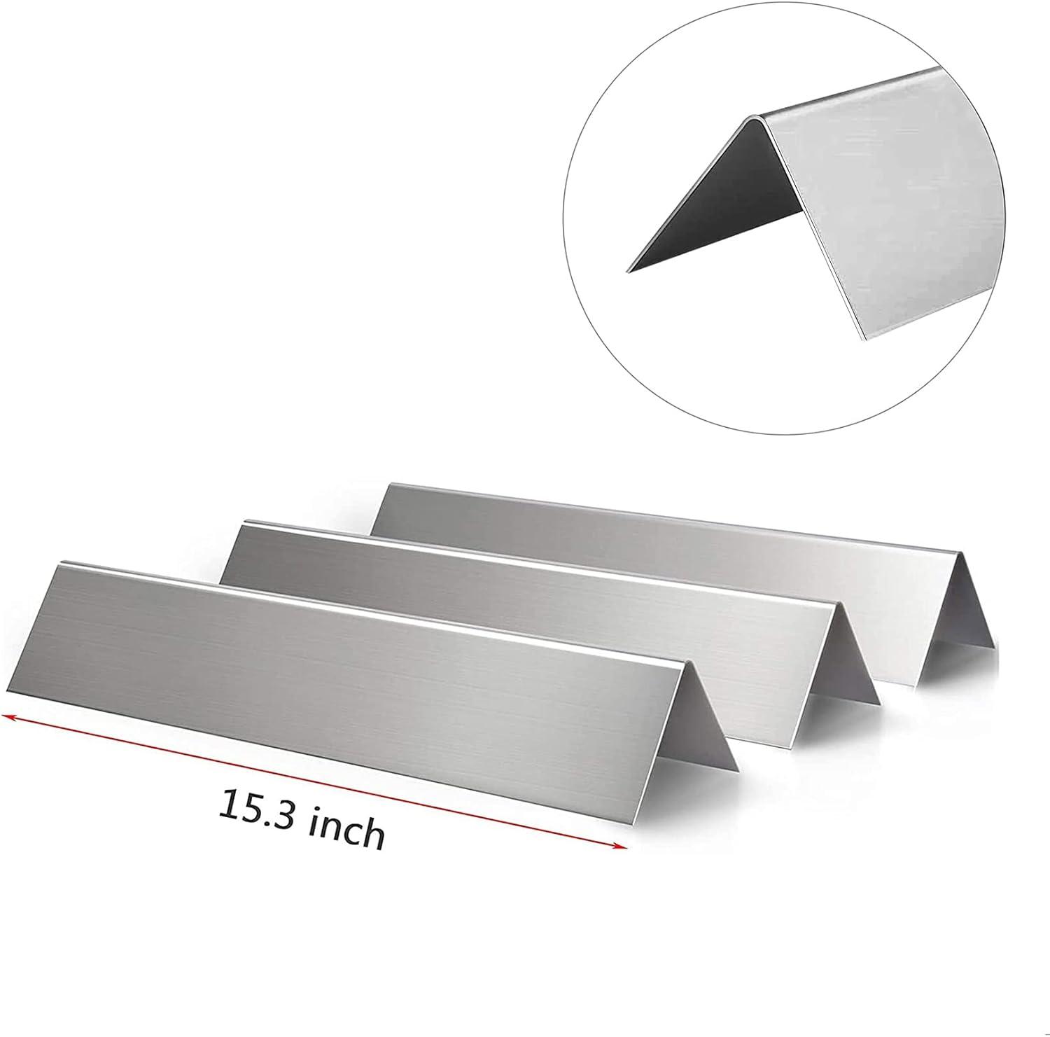 GasSaf 15.3inch Flavorizer Bar Replacement for Weber 7635, Spirit 200 Series, Spirit E-210, S-210, E-220, S-220 with Front Controls Panel, 3-Pack Stainless Steel Flavor Bar(15.3"x3.5"x2.5")