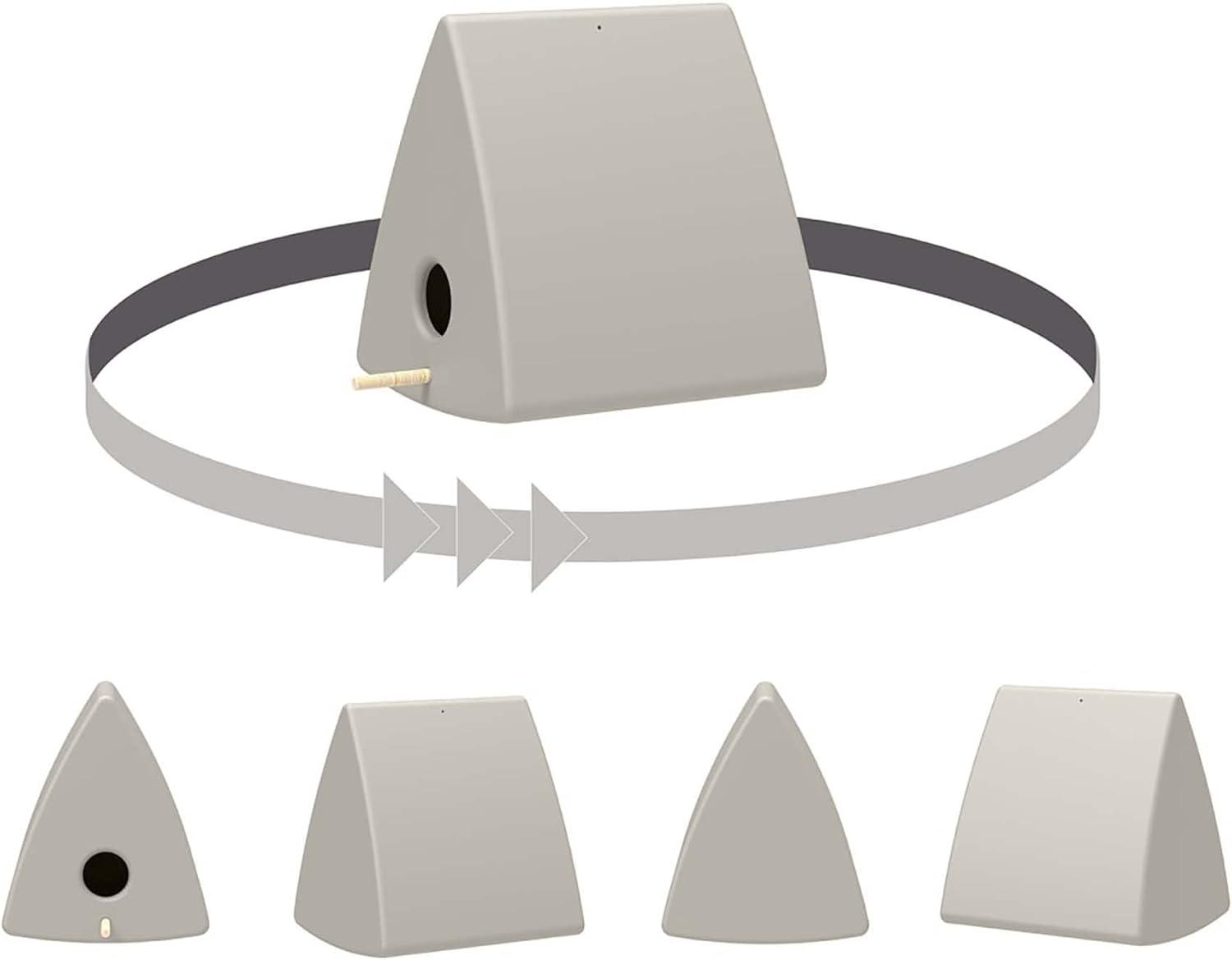 Greige Plastic Scandinavian Triangle Decorative Birdhouse