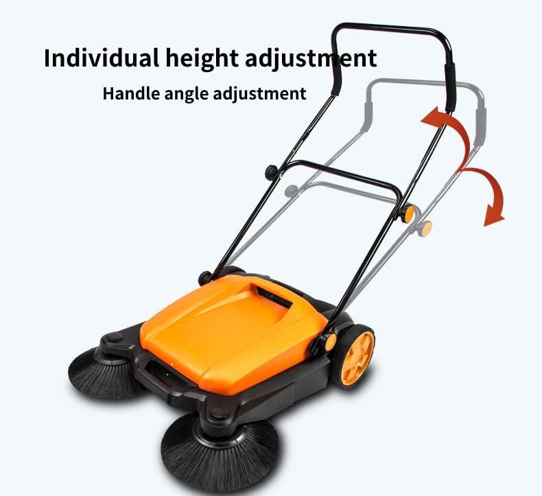 27.5" Orange and Black Manual Push Floor Sweeper