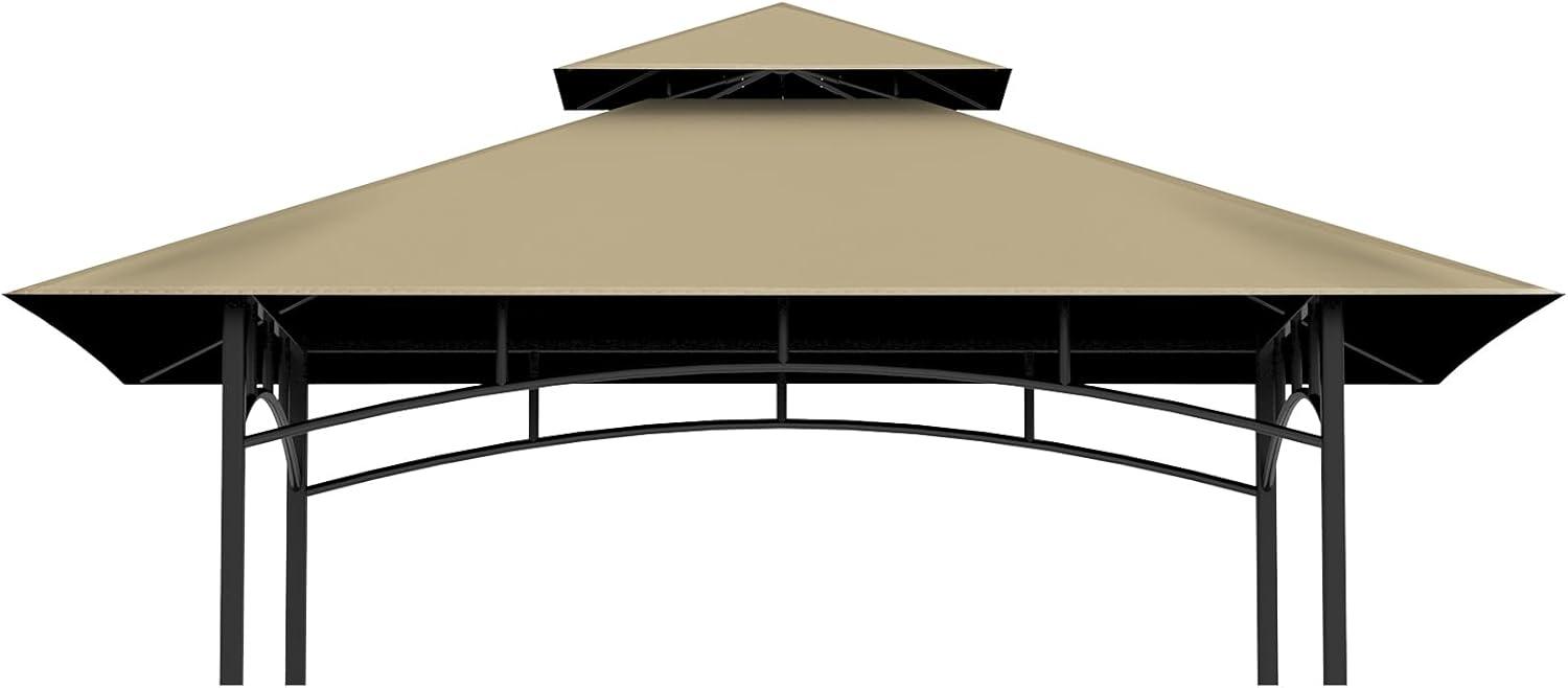 Khaki Polyester Double Tiered Grill Gazebo Canopy Top