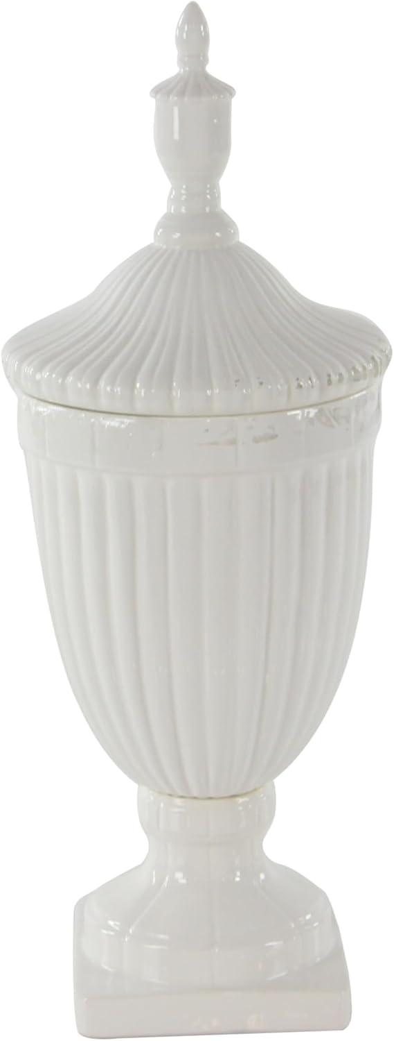 26" Modern Ceramic Urn Vase White - Olivia & May: Large Tabletop Decor, Novelty Design